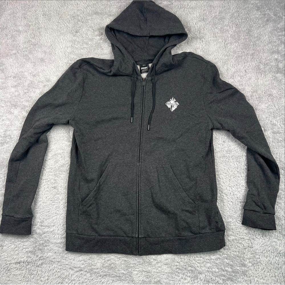 Oakley Palms B1B Fz Full Zip Hoodie Men XXL Gray Excellent Palm Tree Regular Fit